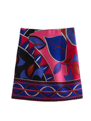 Women's Printed Loose Shirt Shorts And Skirt Set