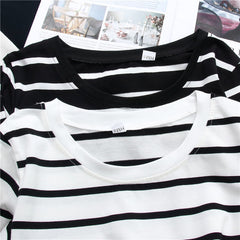 Plus Size | Striped Western Style Shirt Women's Long-sleeved T-shirt