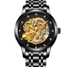Fully Automatic Skeleton Waterproof Luminous Atmospheric Gold Business Dragon Watch 41mm