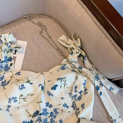 Retro Short Halter Floral Vest Top For Bandeau Sling Women