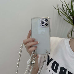 Electroplating Soft Diagonal Pearl Phone Case