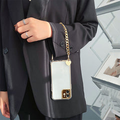 Hanging Hole Portable 11 Chain Mobile Phone Case Silver Simple Transparent