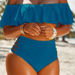 New Split Swimsuit Off-shoulder Ruffled Split Beach Bikini