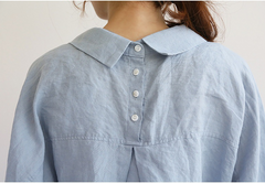 Korean Style 360 Collar Lenin Shirt Loose-Fit For Women's