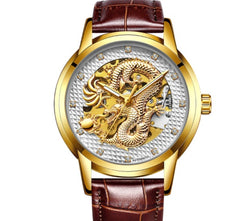 Fully Automatic Skeleton Waterproof Luminous Atmospheric Gold Business Dragon Watch 41mm