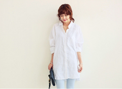 Korean Style 360 Collar Lenin Shirt Loose-Fit For Women's