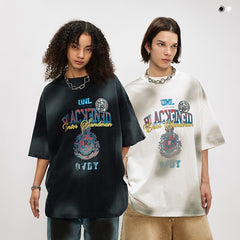 Retro Distressed Design Printed Short Sleeve