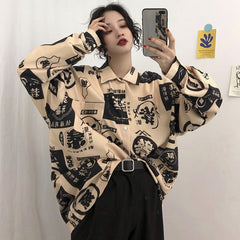 Tokyo-Style Oversized Printed Shirt (Unisex)
