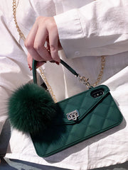 Pursue Style Phone Case Cover With Hair Ball For Women