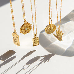 Moon Style Retro Temperament Titanium Steel Gold Plated Necklace