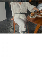 Sweet Ruffled V-neck Solid Color Top