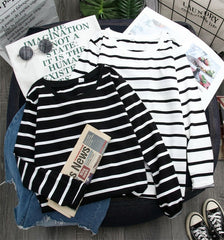 Plus Size | Striped Western Style Shirt Women's Long-sleeved T-shirt