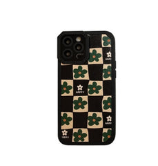 Retro Green Flower Checkerboard Lattice Phone Case