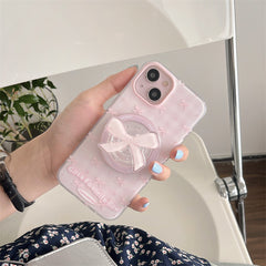 Magnetic Drop-resistant Plaid Bow Phone Case