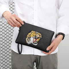 Men's Tiger Head Embroidered Clutch