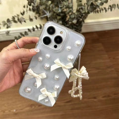 Niche Three-dimensional Pearl Bow Phone Case