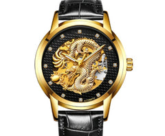 Fully Automatic Skeleton Waterproof Luminous Atmospheric Gold Business Dragon Watch 41mm