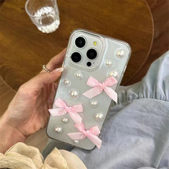 Niche Three-dimensional Pearl Bow Phone Case