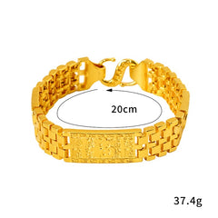 Gold Plated Chain Fu Character Wide Bracelet Vietnam Placer