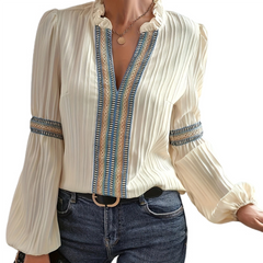 V-neck & Sleeves Threaded Top For Women || Easy-Fit And Comfort