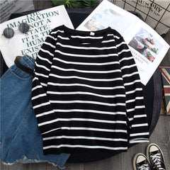 Plus Size | Striped Western Style Shirt Women's Long-sleeved T-shirt