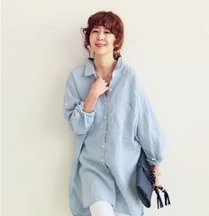 Korean Style 360 Collar Lenin Shirt Loose-Fit For Women's