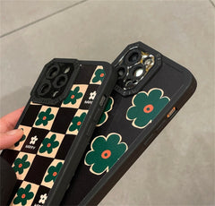 Retro Green Flower Checkerboard Lattice Phone Case