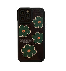 Retro Green Flower Checkerboard Lattice Phone Case
