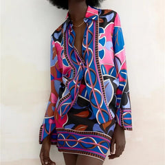 Women's Printed Loose Shirt Shorts And Skirt Set