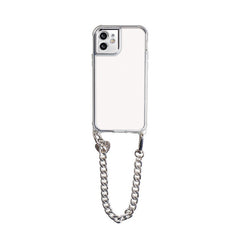 Hanging Hole Portable 11 Chain Mobile Phone Case Silver Simple Transparent