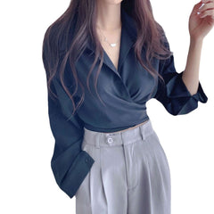 Retro Waist-controlled Slimming Lace-up Single-breasted Short Shirt