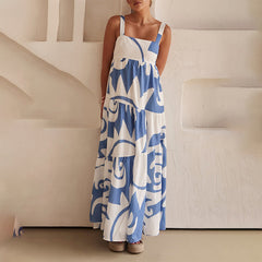 Women's Spaghetti Straps Sleeveless Mid Waist Dress