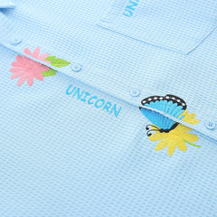 Embroidered Flower Trendy Shirt (Unisex) Waffle Fabrication