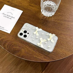 Niche Three-dimensional Pearl Bow Phone Case