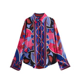 Women's Printed Loose Shirt Shorts And Skirt Set