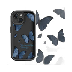 Blue Butterfly Printed Edging Drop-resistant Phone Case