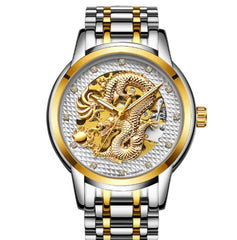 Fully Automatic Skeleton Waterproof Luminous Atmospheric Gold Business Dragon Watch 41mm