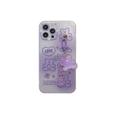 All Inclusive Soft Shell For IP 12pro 13 Purple Bear Pendant