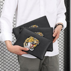 Men's Tiger Head Embroidered Clutch