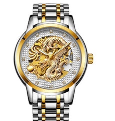 Fully Automatic Skeleton Waterproof Luminous Atmospheric Gold Business Dragon Watch 41mm