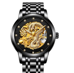 Fully Automatic Skeleton Waterproof Luminous Atmospheric Gold Business Dragon Watch 41mm