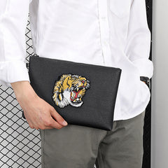 Men's Tiger Head Embroidered Clutch