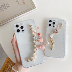 Soft Case Women Pearl Wrist Strap Phone Case