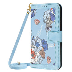 Small Floral Flip Leather Case Lanyard Phone Case