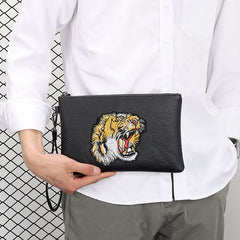Men's Tiger Head Embroidered Clutch