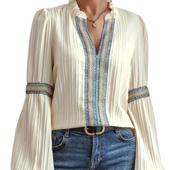 V-neck & Sleeves Threaded Top For Women || Easy-Fit And Comfort