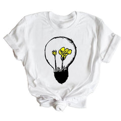 Cute Women's Flower Print Short-sleeved T-shirt