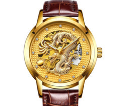 Fully Automatic Skeleton Waterproof Luminous Atmospheric Gold Business Dragon Watch 41mm