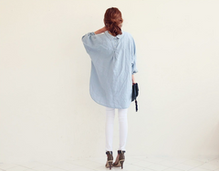 Korean Style 360 Collar Lenin Shirt Loose-Fit For Women's