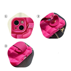 Rose Red Plaid Giraffe Wrist Phone Case